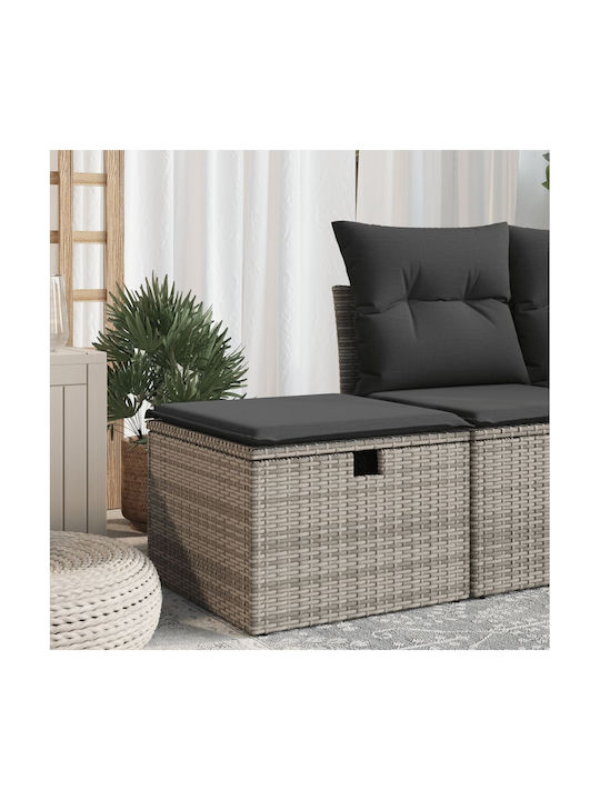 Scaun de Grădină Rattan cu pernă Gri 1buc 55x55x37cm