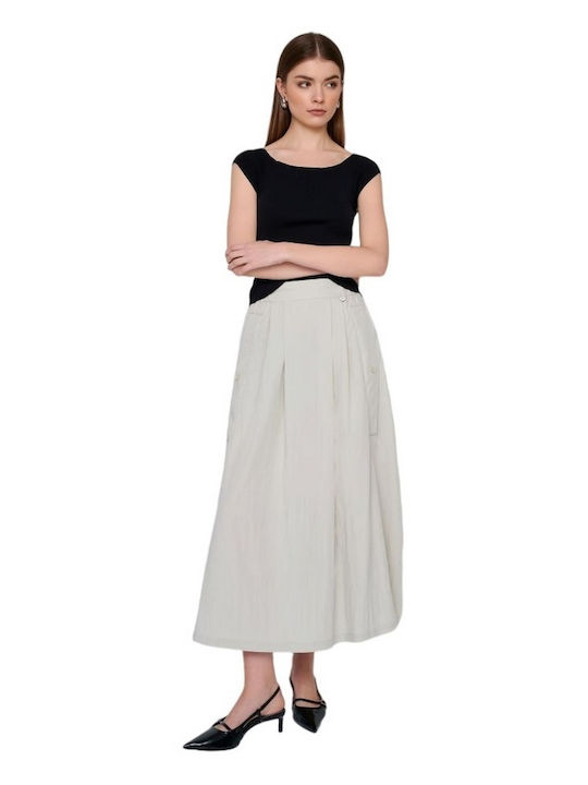 Ale - The Non Usual Casual High Waist Maxi Skirt in Beige color