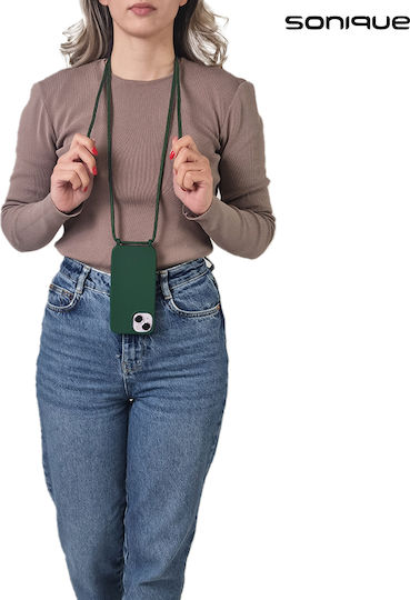 Sonique Back Cover Silicone 0.5mm with Strap Green (Galaxy A55)
