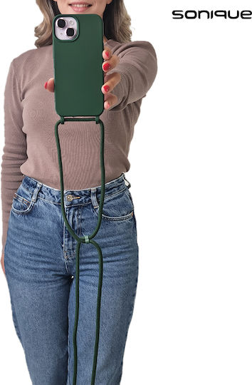 Sonique Back Cover Silicone 0.5mm with Strap Green (Galaxy A55)