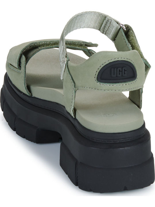 Ashton Leather Women's Flat Sandals in Khaki Color
