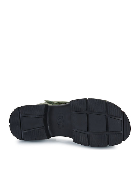 Ashton Leather Women's Flat Sandals in Khaki Color