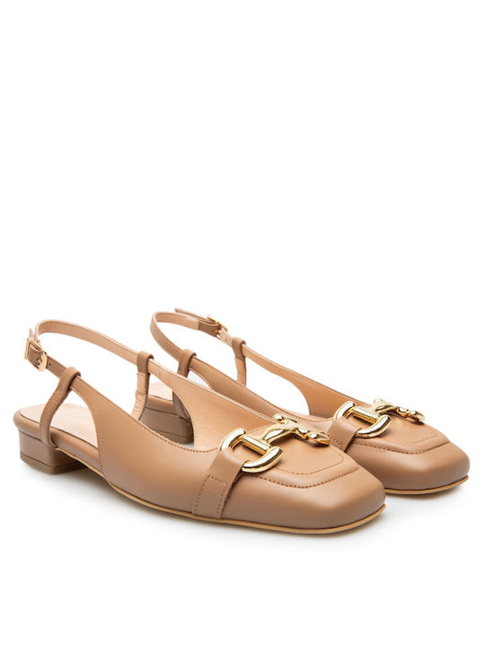 Labrini Leather Ballerinas Beige