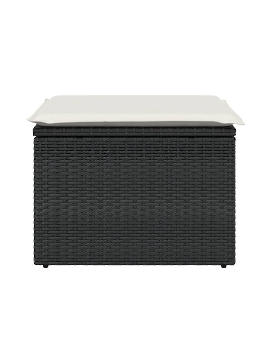 Garden Stool Cube Outdoor Rattan with Cushion Black 55x55x37cm