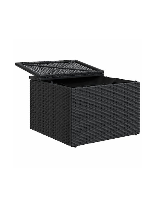 Garden Stool Cube Outdoor Rattan with Cushion Black 55x55x37cm