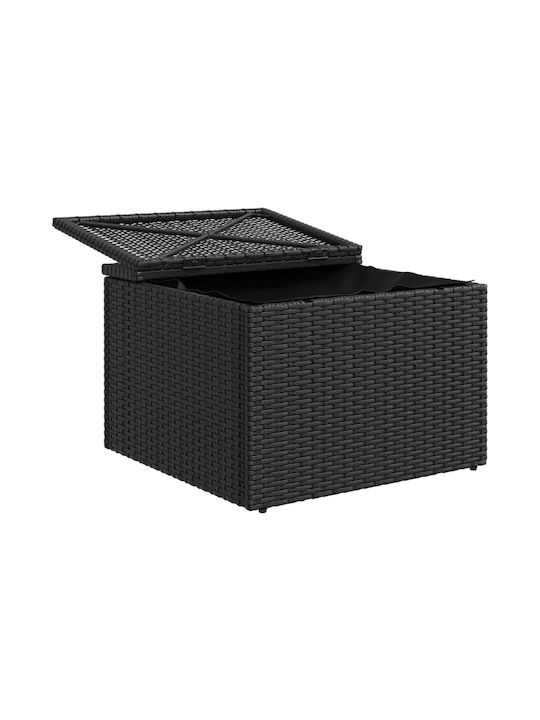Băncuță Cub Pentru Exterior Rattan Cu Pernă Neagră 55x55x37cm