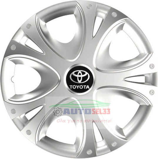 Versaco Car Hubcap Set Dynamic with Toyota Emblem 13" 4pcs Silver