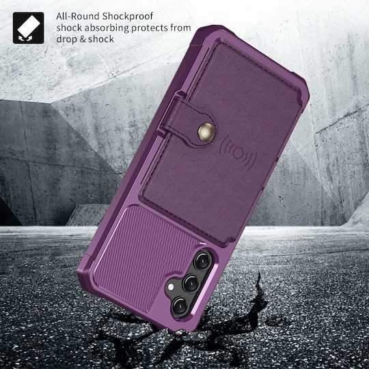 HappyCase Wallet Silicone / Synthetic Leather 0.5mm Purple (Samsung Galaxy A25)