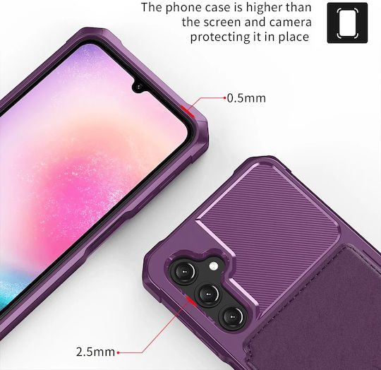 HappyCase Wallet Silicone / Synthetic Leather 0.5mm Purple (Samsung Galaxy A25)
