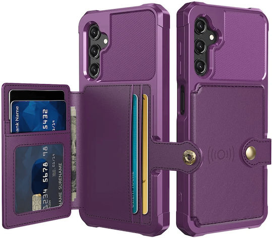 HappyCase Wallet Silicone / Synthetic Leather 0.5mm Purple (Samsung Galaxy A25)