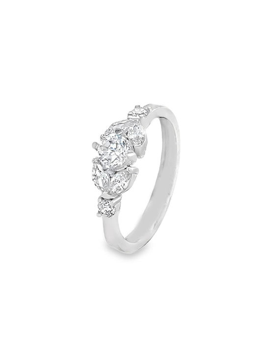 Single Stone Ring in 14K White Gold with Zirconia Rn09362