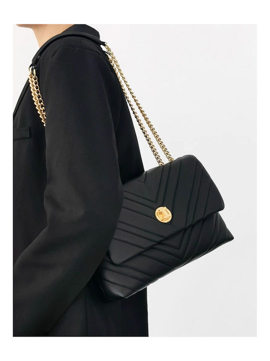 Leder Damentasche Schultertasche Schwarz