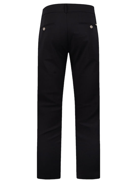 Pantaloni Chino Bărbați Elastici Slim Fit Negri