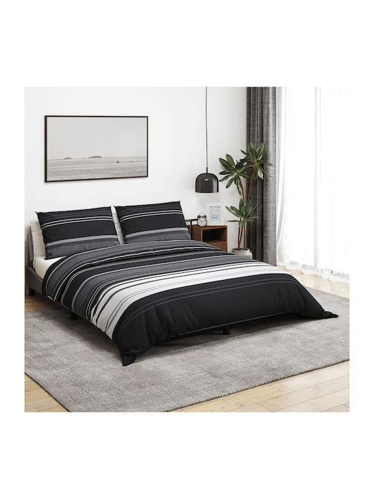 vidaXL Duvet Cover Set Cotton Single with Pillowcase 140x200 Black