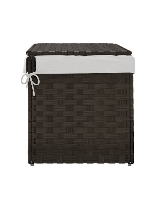vidaXL Wicker Collapsible Laundry Basket with Lid 55.5x35x34cm Brown
