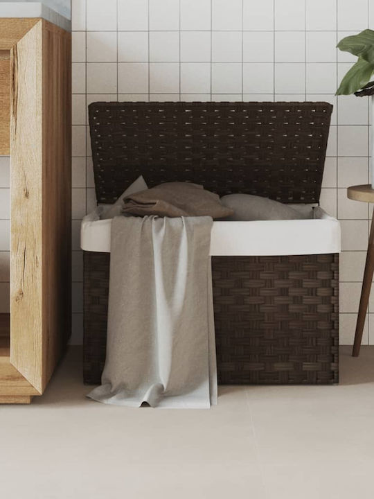 vidaXL Wicker Collapsible Laundry Basket with Lid 55.5x35x34cm Brown