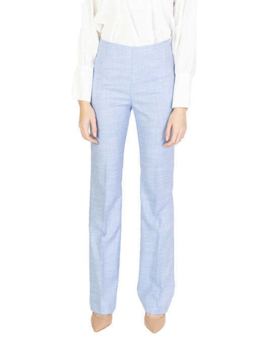 Sandro Ferrone Women's Fabric Trousers Light Blue