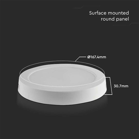 V-TAC Rotund Panou LED Putere 12W cu Alb Natural Lumini