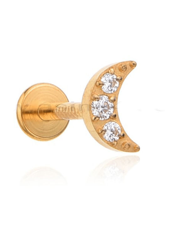 Asimi Body Piercing Earrings Titanium Gold Plated with Stones