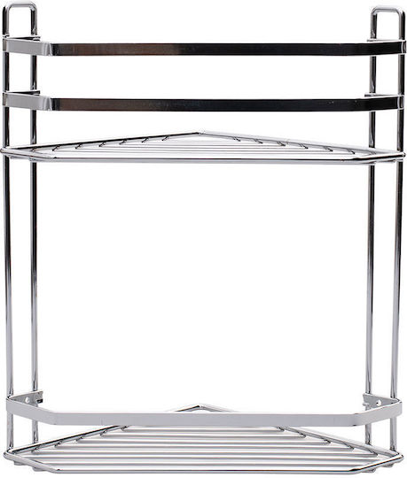 Estia Elegant Colțar Montat pe perete Raft Baie Metal cu 2 Rafturi 32x28x18cm Argintie Estia Elegant Colțar Montat pe perete Raft Baie Metal cu 2 Rafturi 32x28x18cm Argintie
