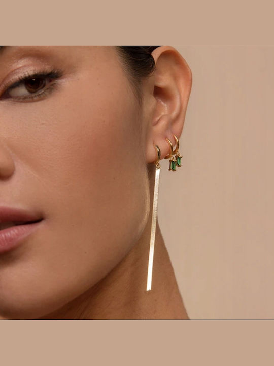 Copper Earrings Fashionable Classic K10 Gold-turquoise