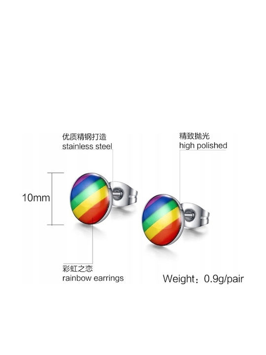Lgbt Rainbow Round Steel Earrings Pl48h