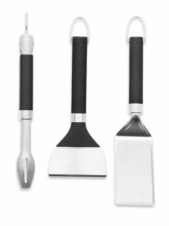 Weber Set of 3 BBQ Tools with Spatula, Sharpener, and Tongs 3400074