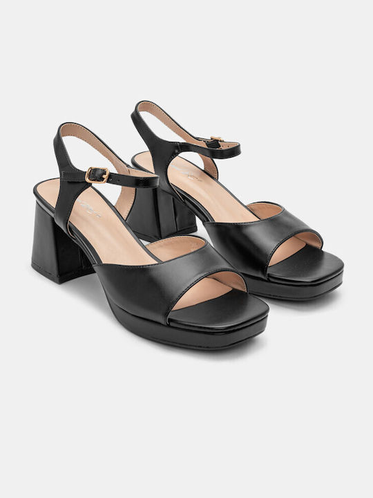 Luigi Platform Women's Sandals with Ankle Strap Black