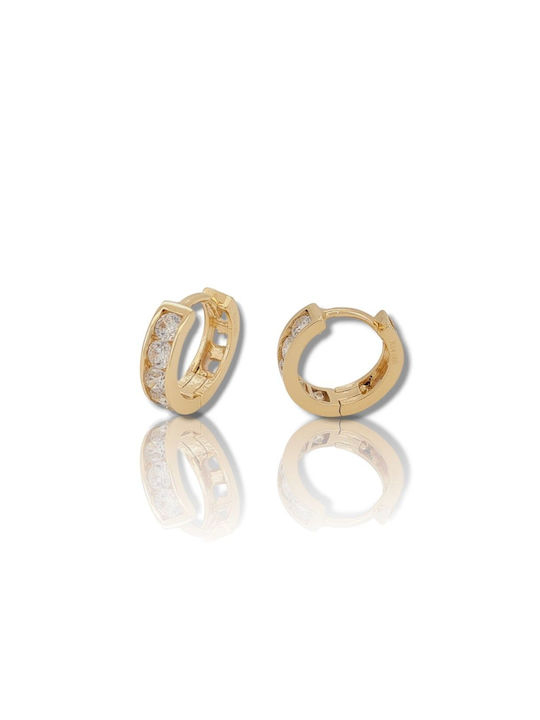 Mentzos Earrings Hoops made of Gold 14K with Stones