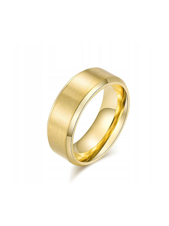 Wolfring Herren Ring mit Diamant aus Stahl Vergoldet