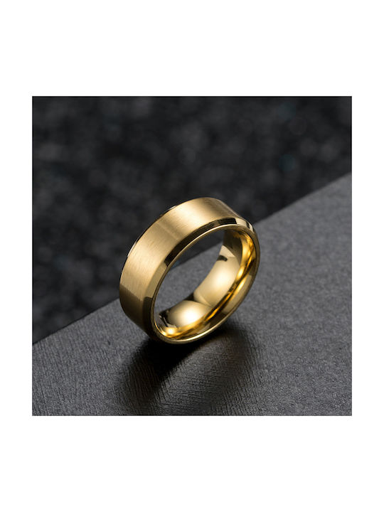 Wolfring Herren Ring mit Diamant aus Stahl Vergoldet