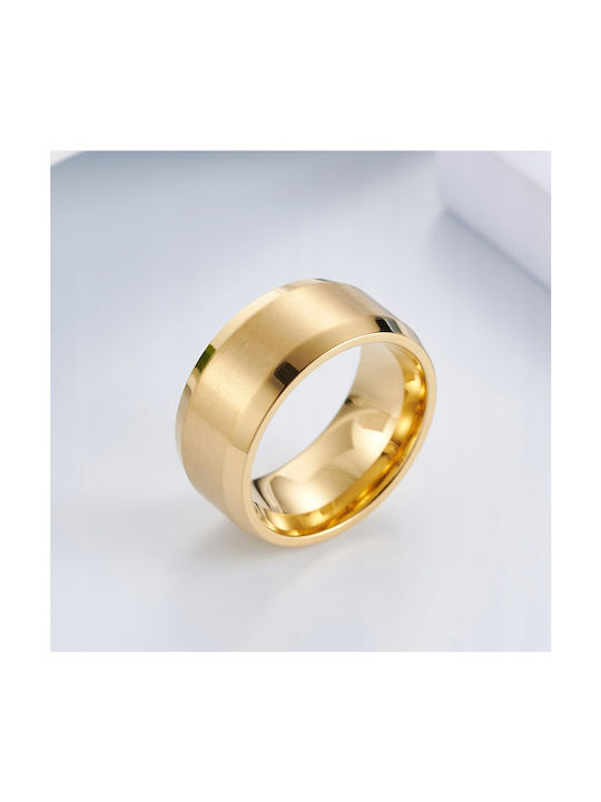 Wolfring Herren Ring mit Diamant aus Stahl Vergoldet