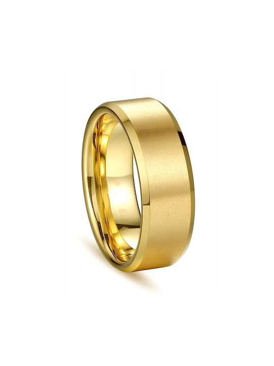 Wolfring Herren Ring mit Diamant aus Stahl Vergoldet