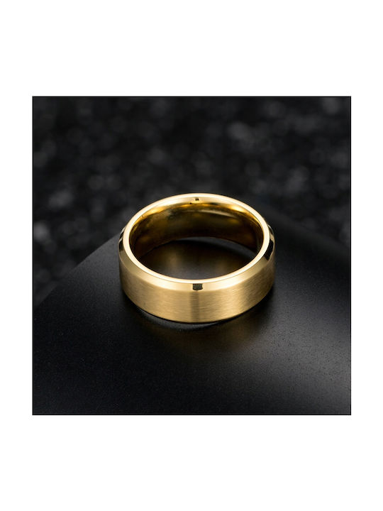 Wolfring Herren Ring mit Diamant aus Stahl Vergoldet