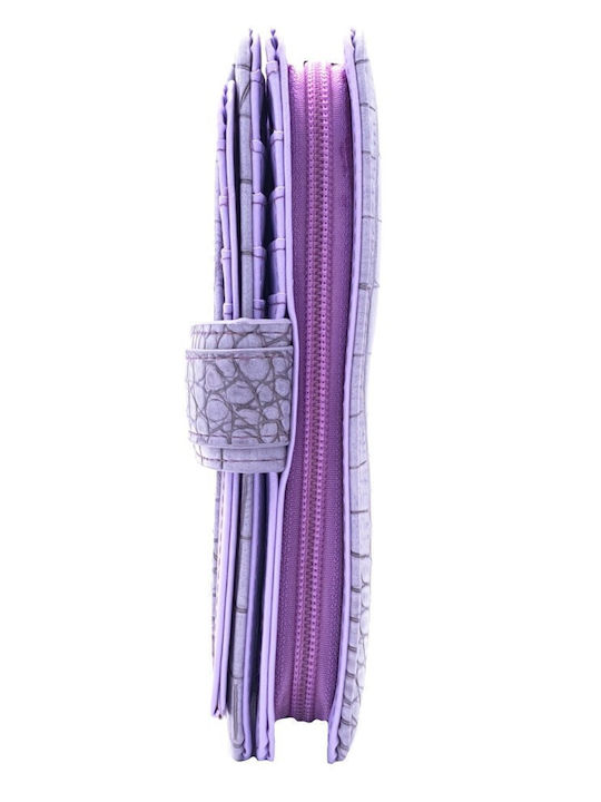 Portofel culoare solidă cu modele embosate lila Victoria J.