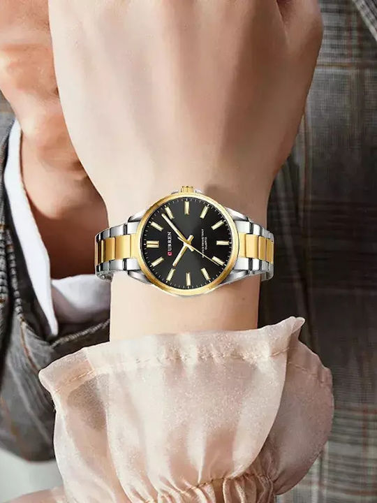 Curren Γυναικείο Ρολόι 42mm Μπαταρίας με Ατσάλινο Μπρασελέ Gold/black