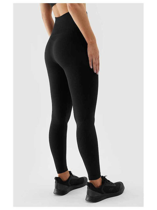 4F Frauen Lang Leggings Hochgeschnitten Schwarz