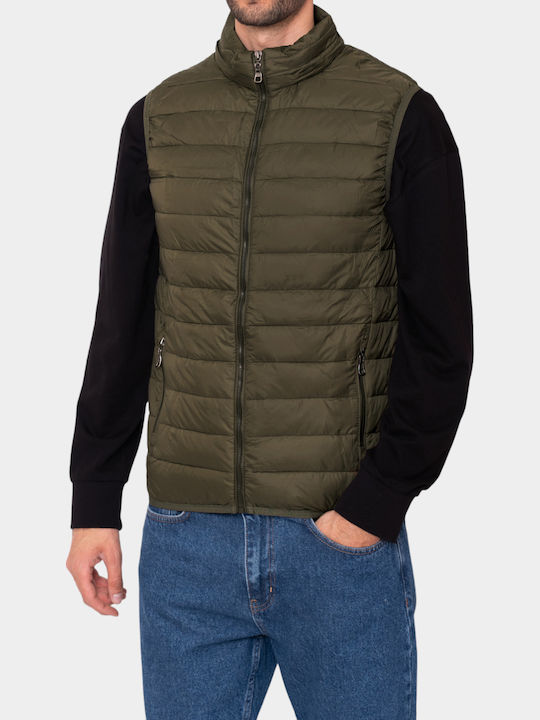 Sleeveless Jacket Puffer Khaki
