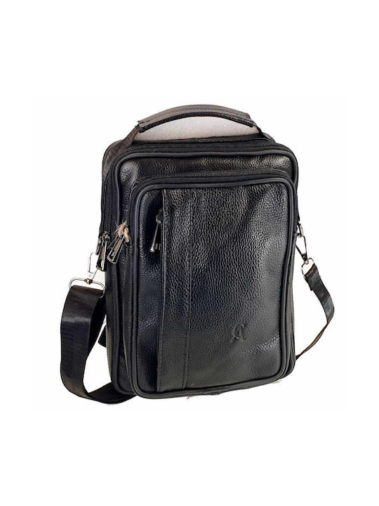 Piele Geantă pentru bărbați Umăr / Crossbody Neagră 2035C-black