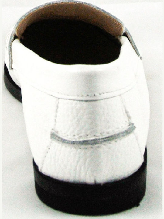 Leather Women's Moccasins in White Color