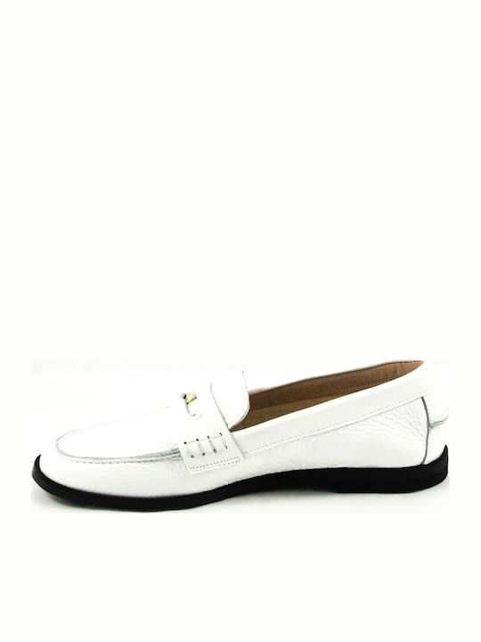 Leather Women's Moccasins in White Color