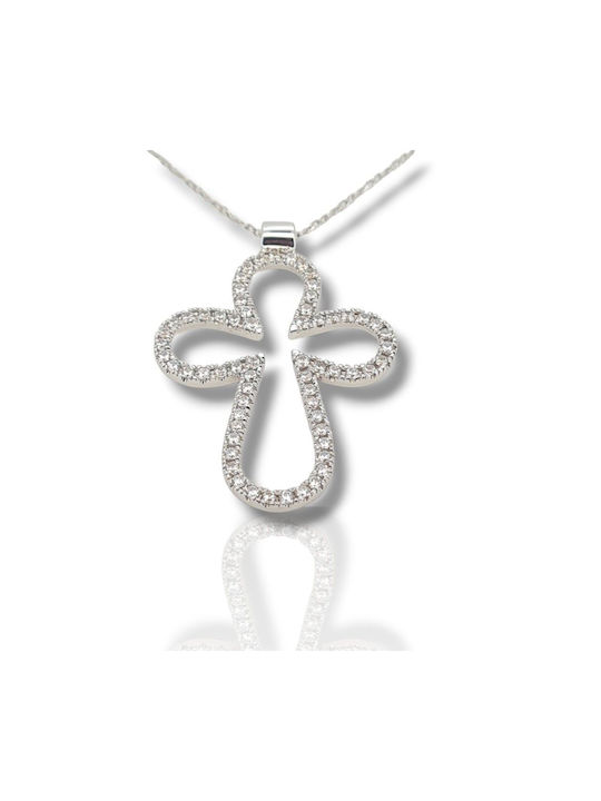 Mentzos White Gold Cross 14K with Chain