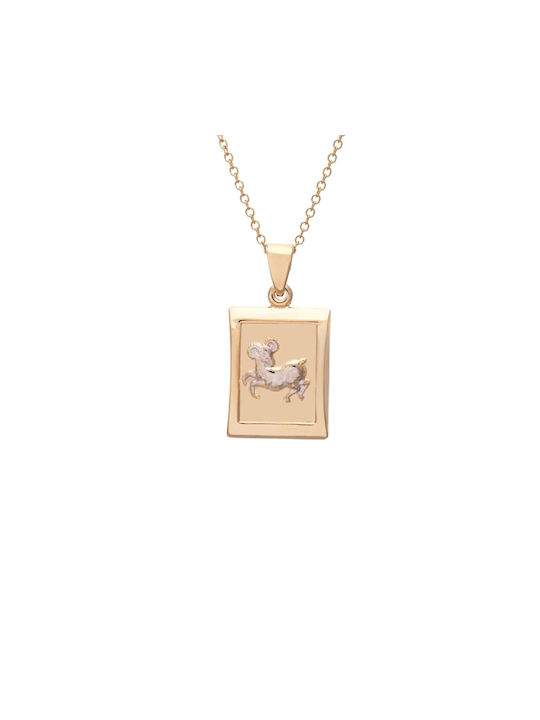 Aries Tierkreiszeichen Halskette in Gelbgold 14K KR2764