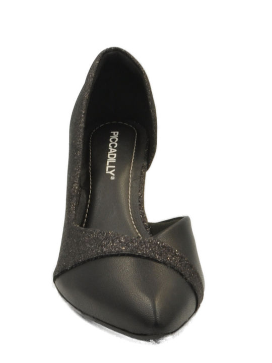 Piccadilly Synthetic Leather Black Medium Heels