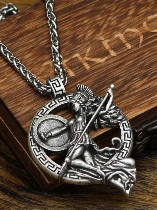 Pendant Necklace Goddess Athena of Greek Mythology in Silver Tone Pendant Necklace Goddess Athena of Greek Mythology in Silver Tone