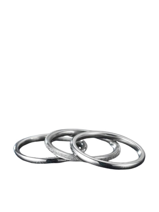 Set de Inele de Nuntă 3 Piese Oțel 316l Argintiu Bode 02474