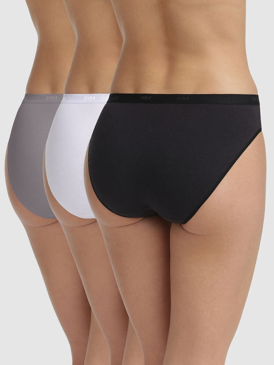 Les Pockets Βαμβακερά Women's Slip 3Pack Black/White/Grey