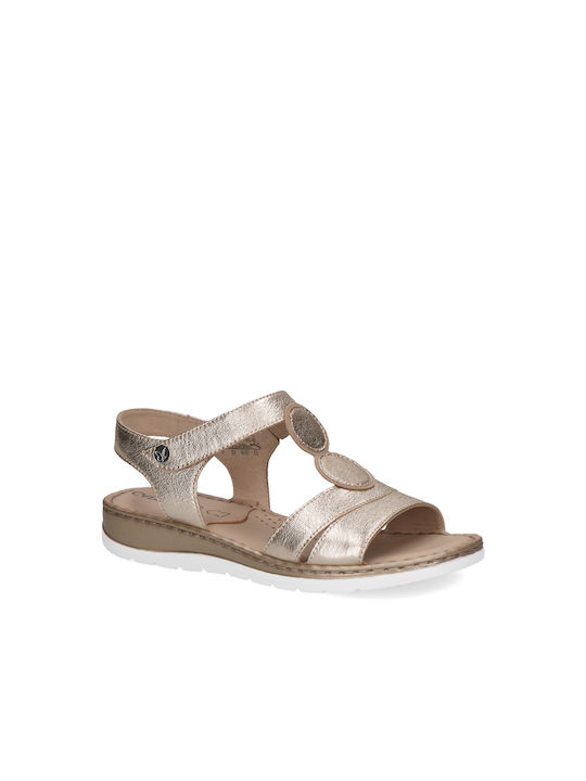 Caprice Anatomic Leather Women's Sandals Gold