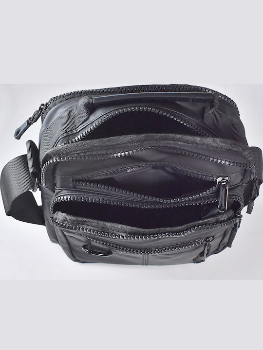 Leder Herrentasche Schulter / Crossbody Schwarz