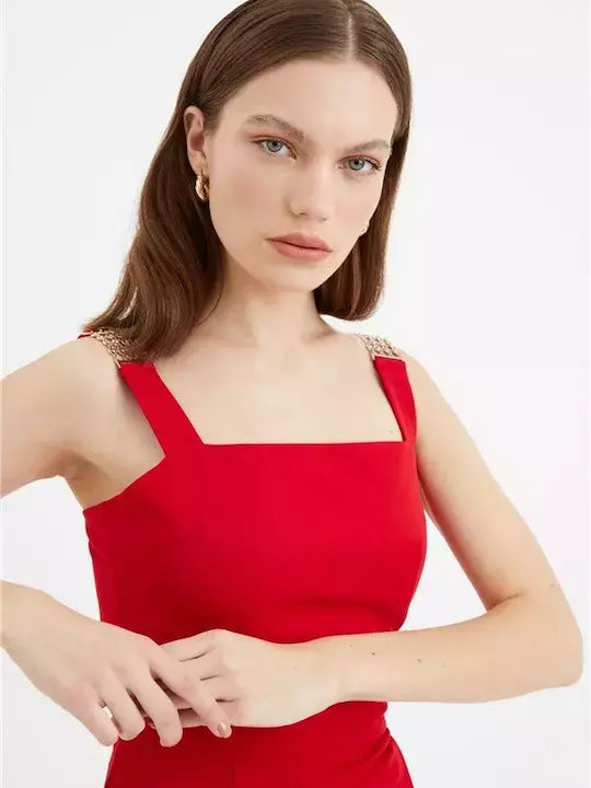 Γυναικείο Αθλητικό Crop Top με Τιράντες Κοκκινο
